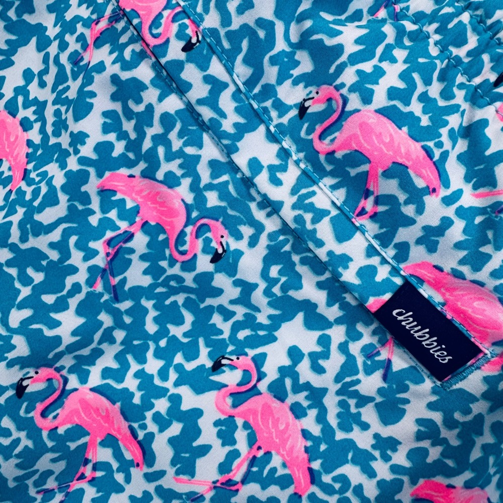 Chubbies Mens 2XL 5.5" Mesh Lined Domingos Are For Flamingos Swim Trunks Blue - Picture 5 of 14